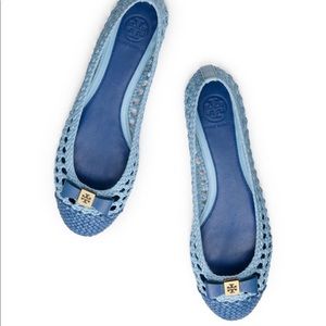 Tory Burch Blue Carlyle Woven Flat